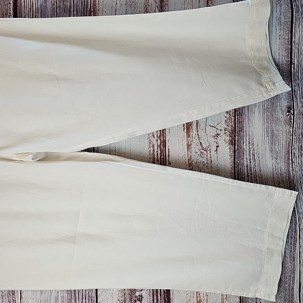 NWT OLD NAVY WHITE LINEN HIGH-RISE WIDE-LEG ELASTIC PULL-ON PANTS - Picture 3 of 11